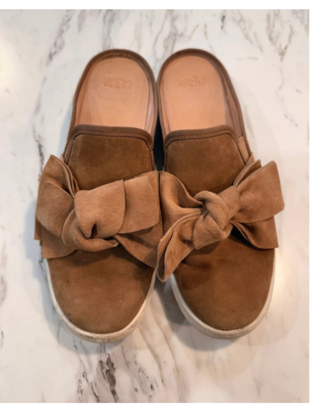 Women's UGG Brown Suede Bow Mules Size 9.5